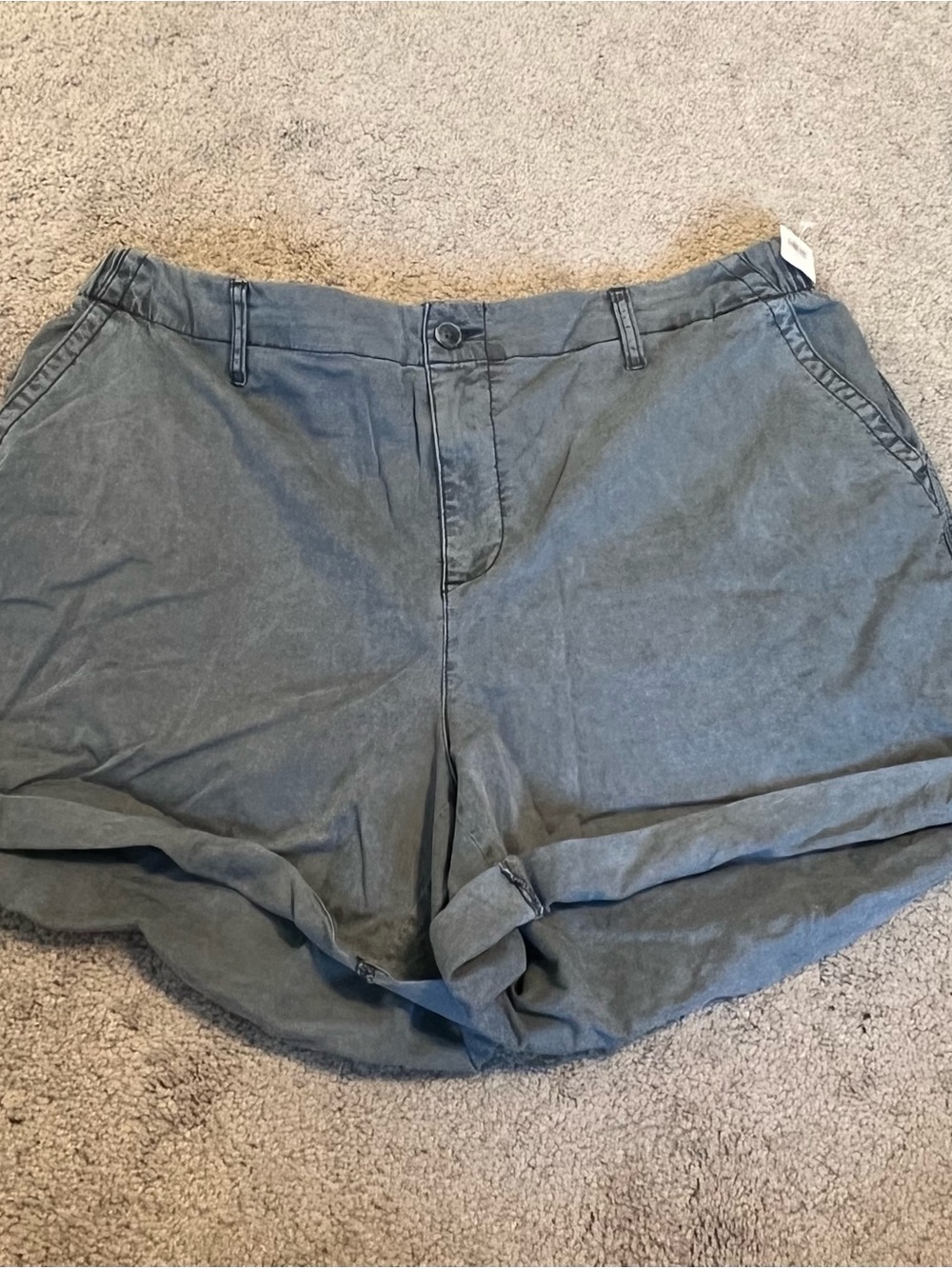 NWT Old Navy Everyday Stretch Chino Shorts Charcoal Grey Elastic Back